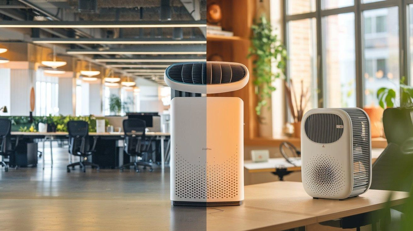 Air filtration system in industrial workplace