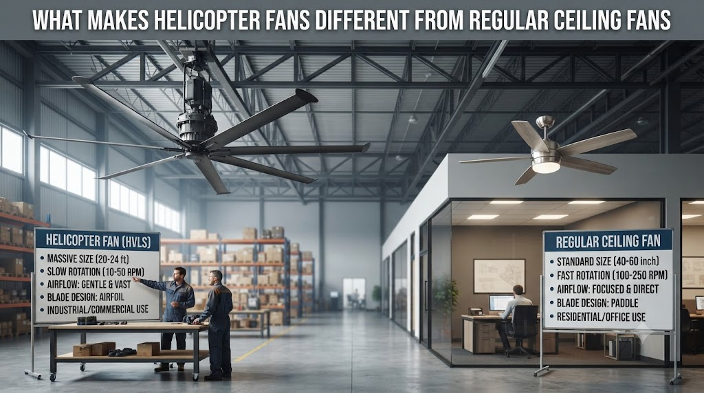Helicopter Fans for Temples & Large Halls: Comfort for Big Gatherings What Makes Helicopter Fans Different From Regular Ceiling Fans