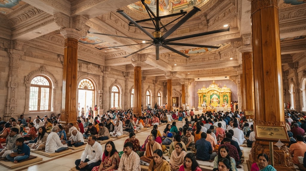 Helicopter Fans for Temples & Large Halls: Comfort for Big Gatherings Why Temples Benefit Significantly From Helicopter Fans