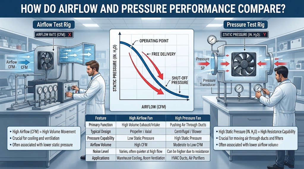 How Do Mixed-Flow Inline Fans Differ from Axial Fans? How Do Airflow and Pressure Performance Compare?