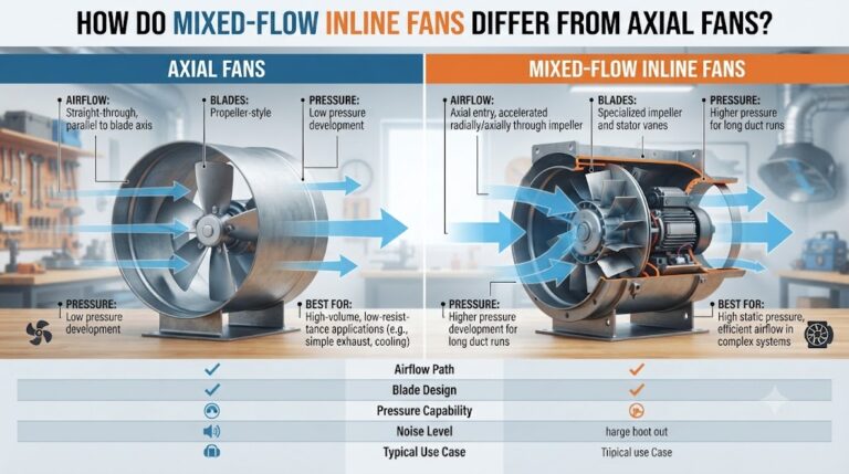 How Do Mixed-Flow Inline Fans Differ from Axial Fans?