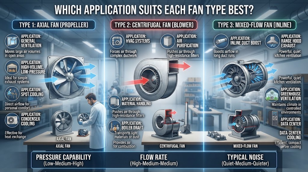 How Do Mixed-Flow Inline Fans Differ from Axial Fans? How Do Mixed-Flow Inline Fans Differ from Axial Fans?
