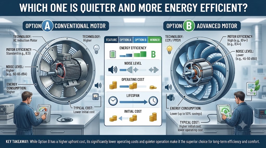 How Do Mixed-Flow Inline Fans Differ from Axial Fans? Which One Is Quieter and More Energy Efficient?