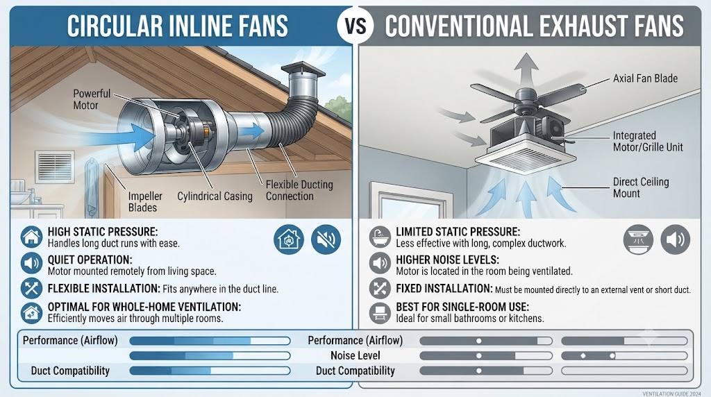 Circular Inline Fans vs Conventional Exhaust Fans