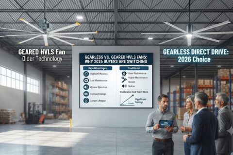 Gearless vs. Geared HVLS Fans: Why 2026 Buyers Are Switching