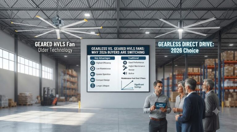 Gearless vs. Geared HVLS Fans: Why 2026 Buyers Are Switching