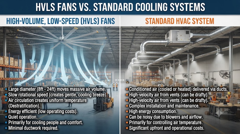 What Makes HVLS Fans Different From Standard Cooling Systems